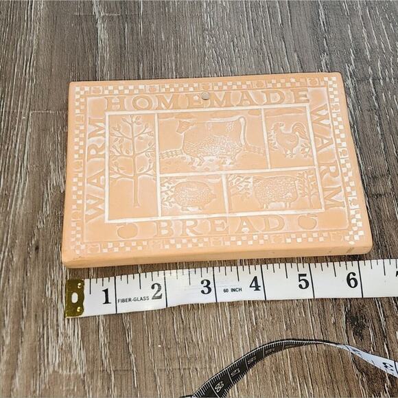 Vintage Terra Cotta Pottery Bread Bun Warmer Stone for Basket trivet wall hanger - Picture 3 of 6
